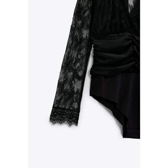 ZARA Lace Draped Bodysuit New - Picture 7 of 7